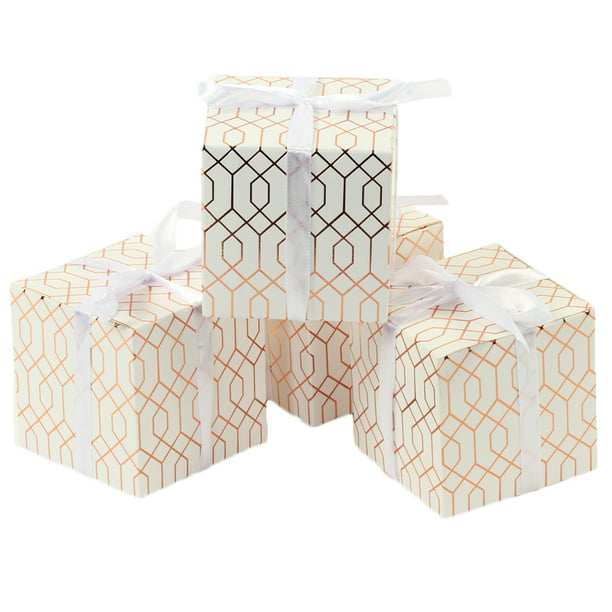 Gift Box Xmas Set Bulk Christmas Square Cube Silver Foil Bow Pack Hamper Basket